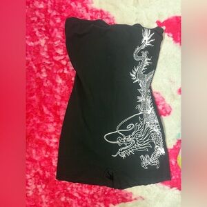 Black Dragon Print Bodysuit